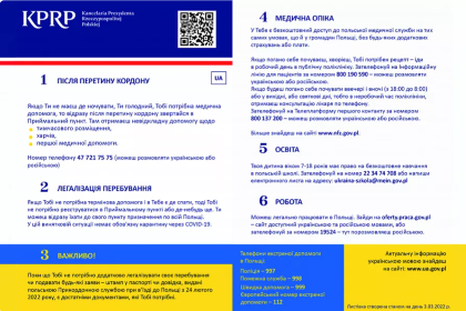 Ulotka dla uchodźców z Ukrainy (PL/EN/UA/RU)